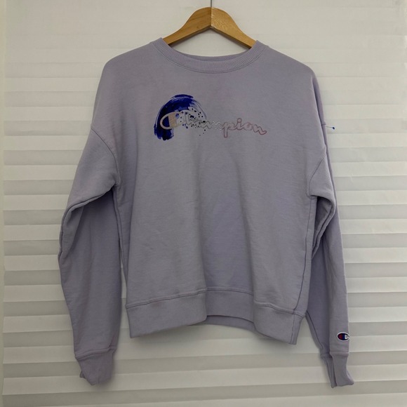 Champion Tops - Champion Women Lavender Purple Graphic Logo Fleece Sweatshirt M Sportswear